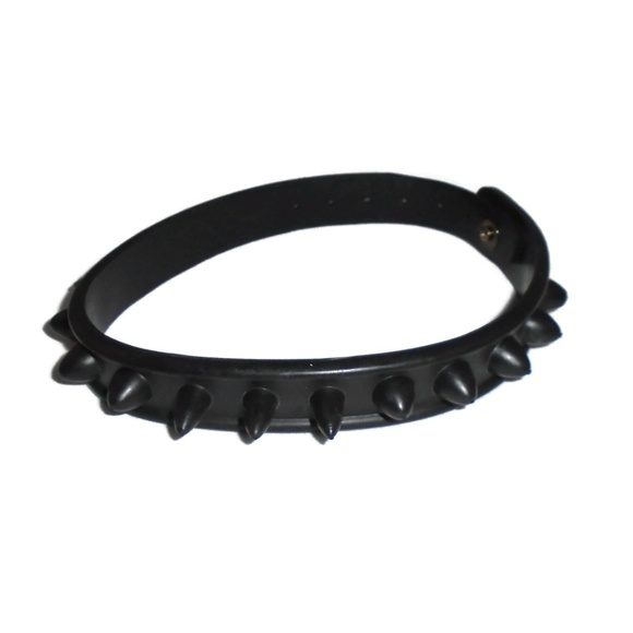 Black Rubber Spiked Choker Spike Closure NEW - Picture 5 of 7